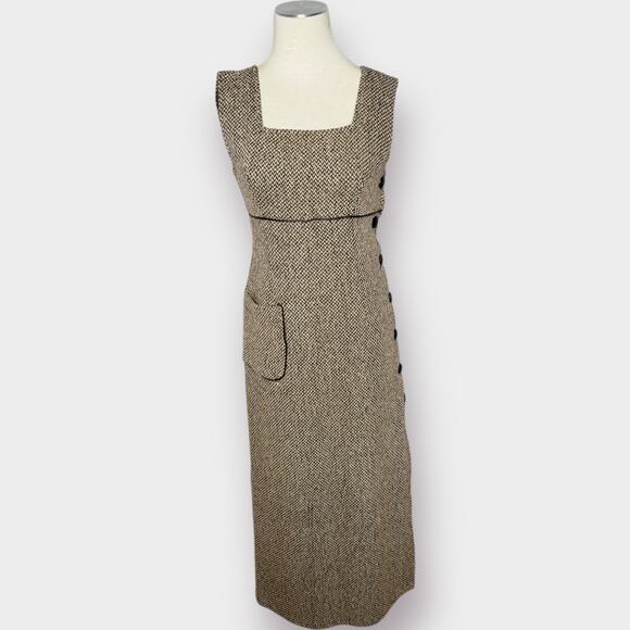 70s Long Brown Woven Dress‎ - Picture 1 of 6